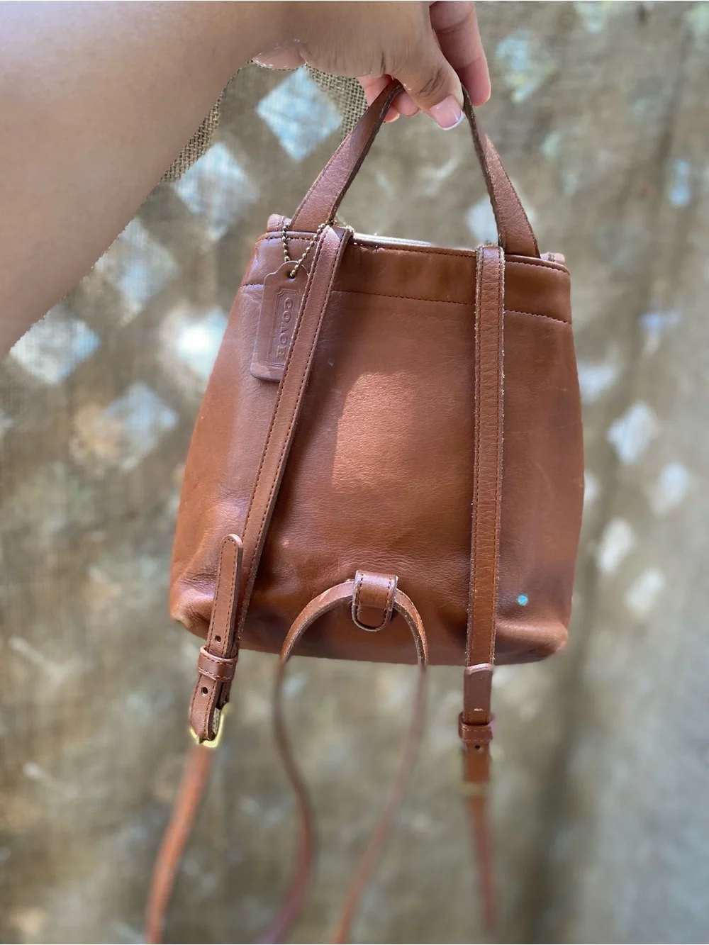 Authentic Coach Classic Tan Leather Mini Backpack Y2K snap closure PRELOVED
